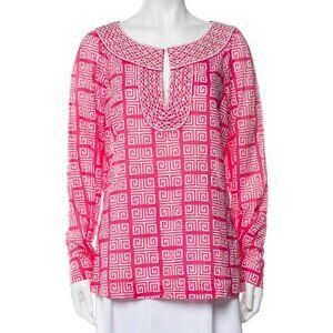 Tory Burch Pink Embroidered Long Sleeve Top with Embellishments / Size 6 (S)